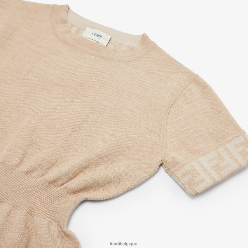 vêtements Fendi robe junior en tricot beige enfants 8X8J2J2844 Fendi Lunette De Soleil