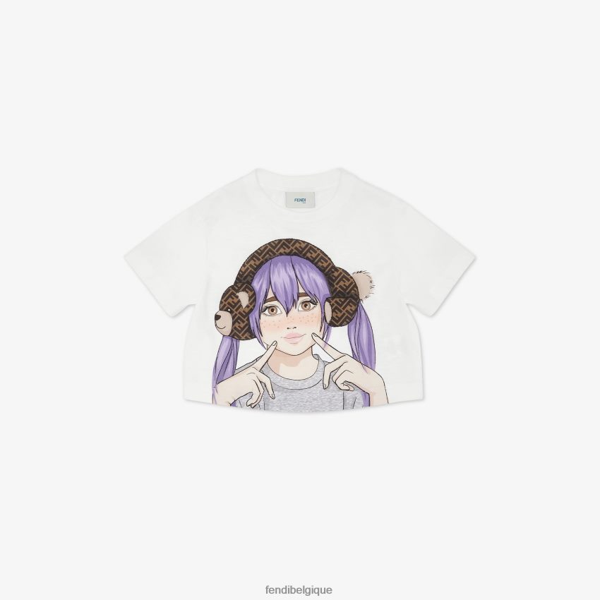 vêtements Fendi t-shirt court en jersey à imprimé multiple blanc enfants 8X8J2J2875 Fendi Sac