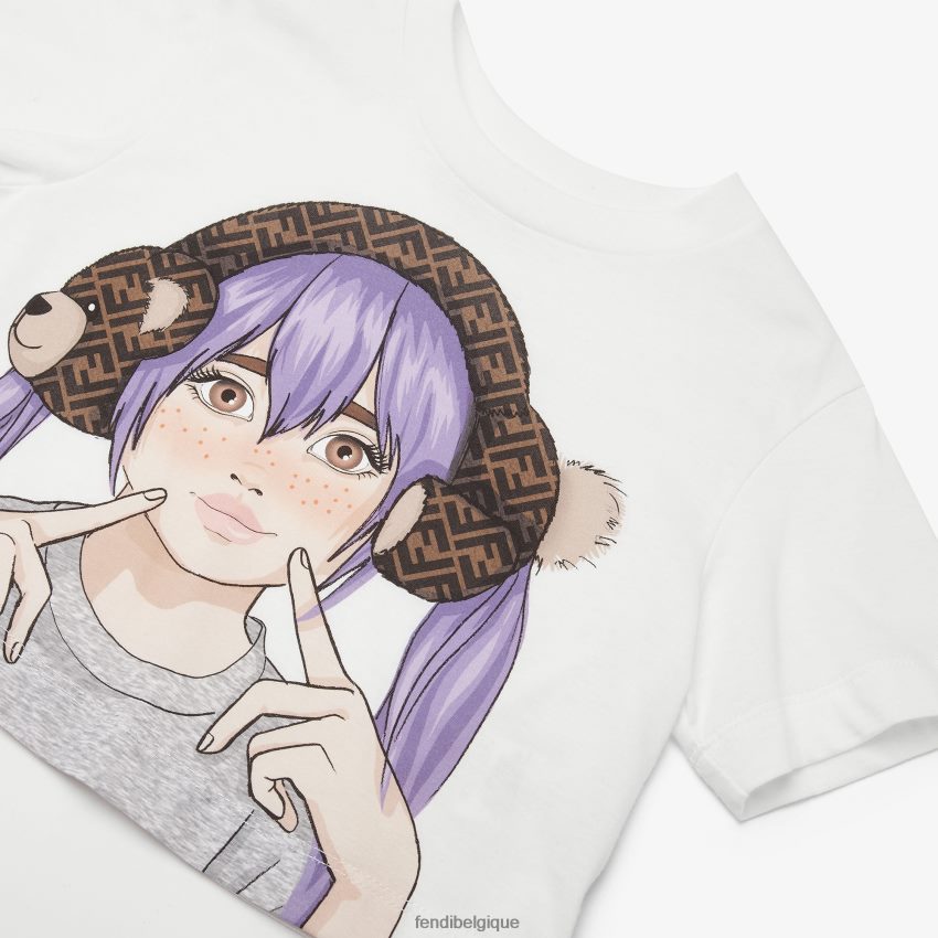 vêtements Fendi t-shirt court en jersey à imprimé multiple blanc enfants 8X8J2J2875 Fendi Sac