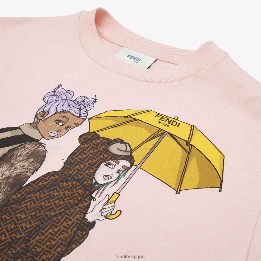 vêtements Fendi t-shirt en jersey avec imprimé rose enfants 8X8J2J2886 Fendi Lunette De Soleil