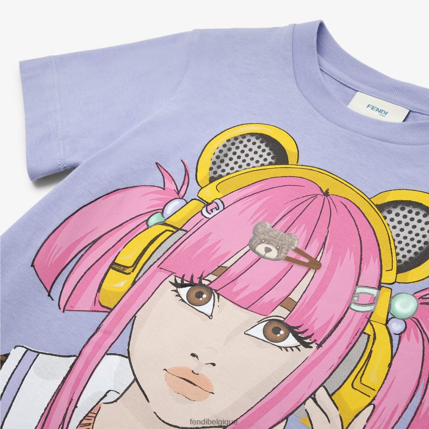 vêtements Fendi t-shirt en jersey lilas à imprimé multiple multicolore enfants 8X8J2J2876 Fendi Belgique