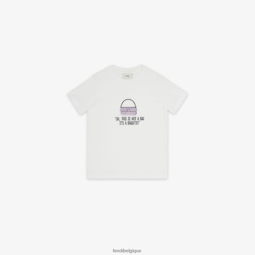 vêtements Fendi t-shirt junior en jersey avec broderie blanc enfants 8X8J2J2920 Fendi Sac