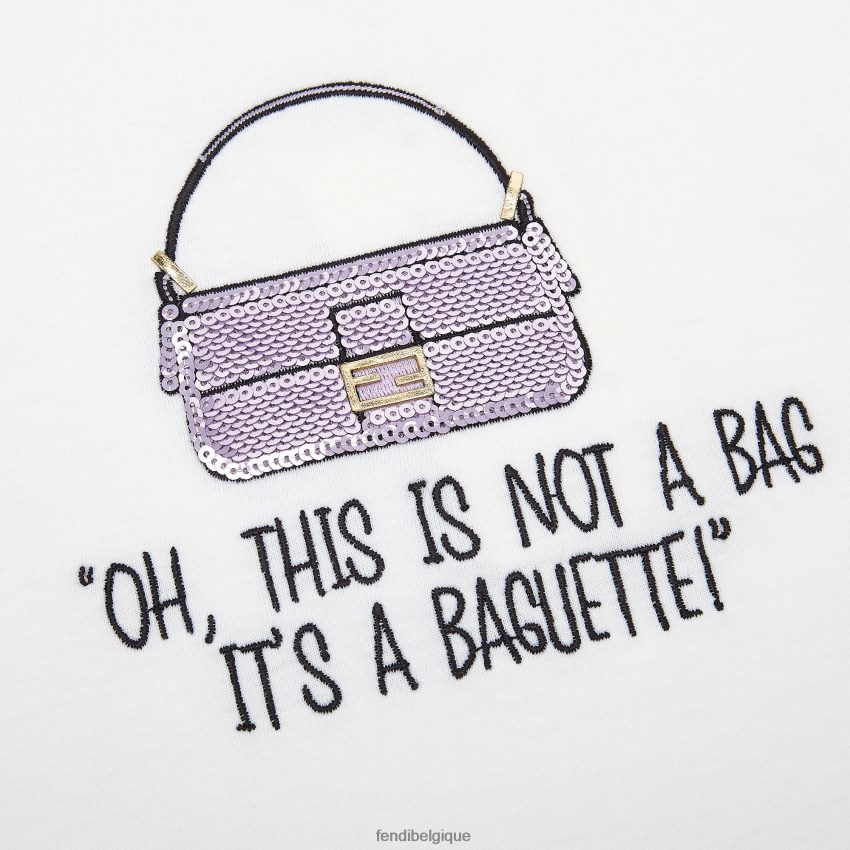 vêtements Fendi t-shirt junior en jersey avec broderie blanc enfants 8X8J2J2920 Fendi Sac