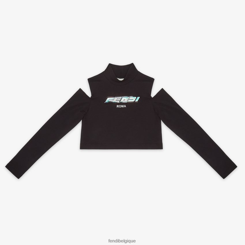 vêtements Fendi top court en jersey avec inscription noir enfants 8X8J2J2927 Fendi Belgique