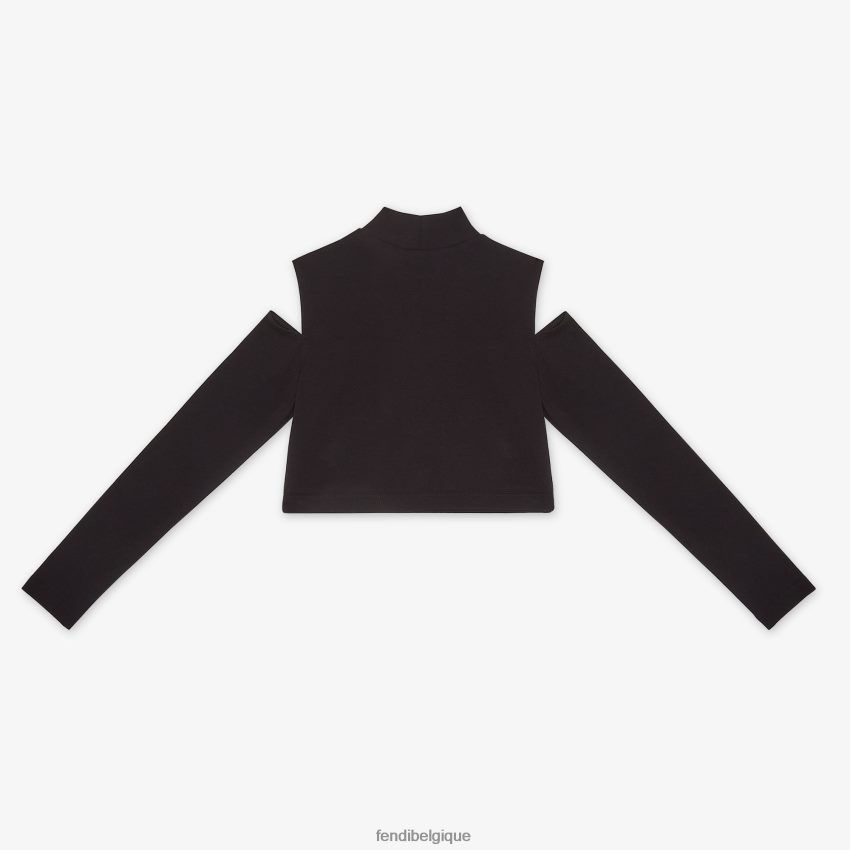 vêtements Fendi top court en jersey avec inscription noir enfants 8X8J2J2927 Fendi Belgique