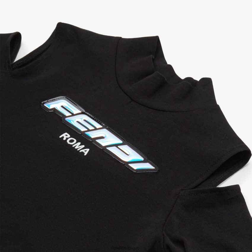 vêtements Fendi top court en jersey avec inscription noir enfants 8X8J2J2927 Fendi Belgique