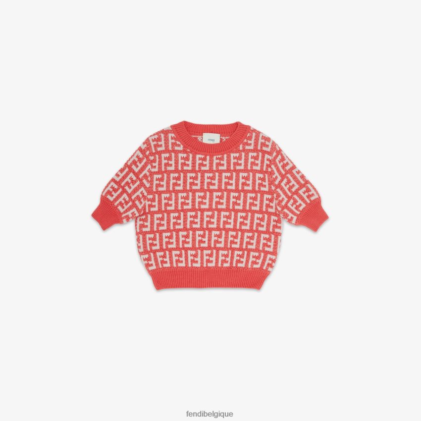 vêtements Fendi top junior en maille corail multicolore enfants 8X8J2J2921 Fendi Belgique