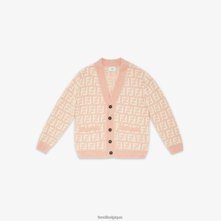 vêtements Fendi cardigan en chenille crème rose enfants 8X8J2J2895 Fendi Lunette De Soleil