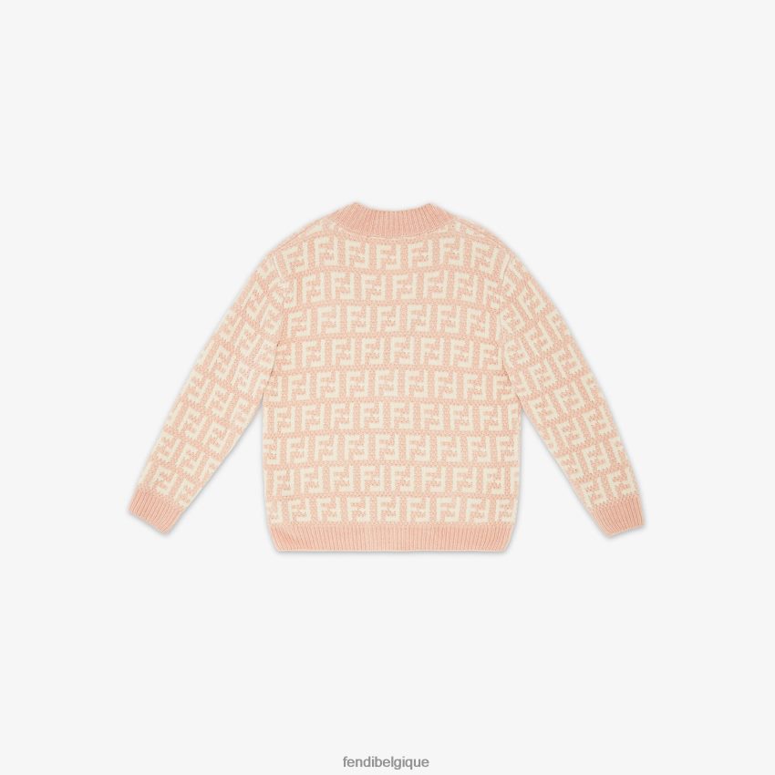vêtements Fendi cardigan en chenille crème rose enfants 8X8J2J2895 Fendi Lunette De Soleil