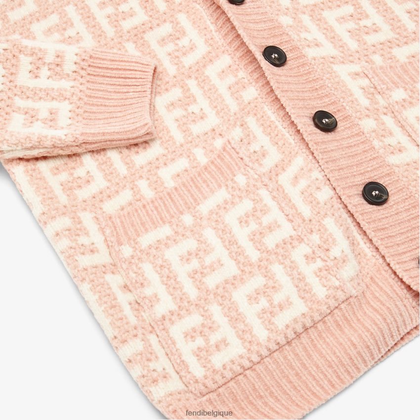 vêtements Fendi cardigan en chenille crème rose enfants 8X8J2J2895 Fendi Lunette De Soleil