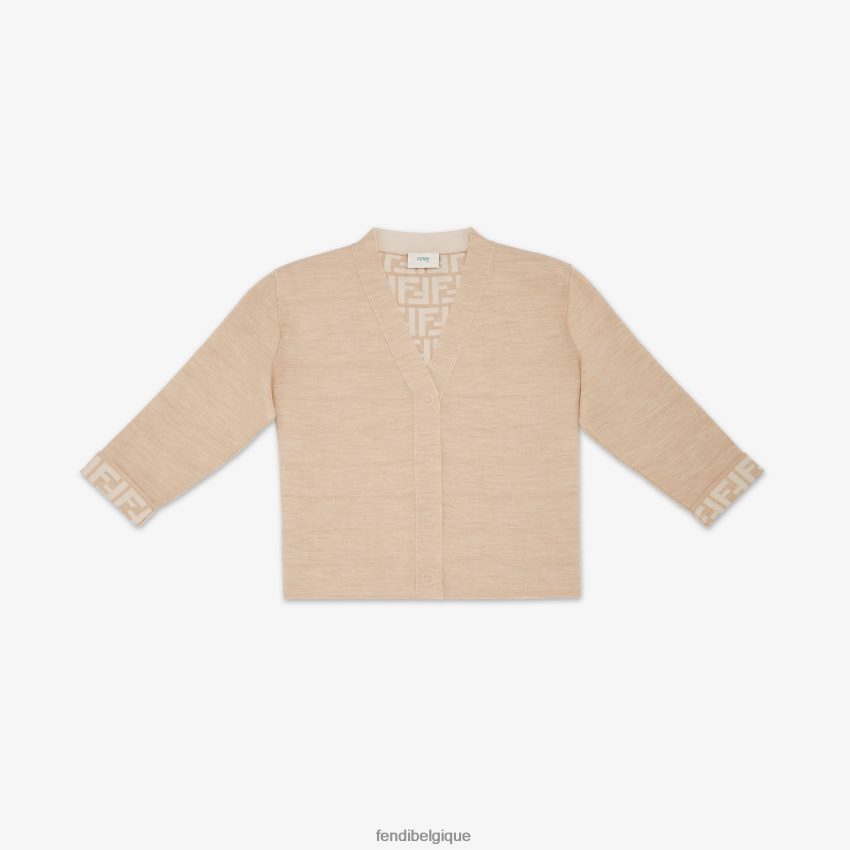 vêtements Fendi cardigan junior en laine beige enfants 8X8J2J2852 Fendi Belgique
