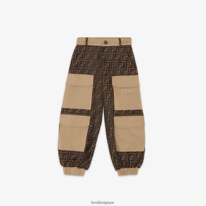 vêtements Fendi pantalon ff en tissu jacquard et gabardine beige enfants 8X8J2J2905 Fendi Sac