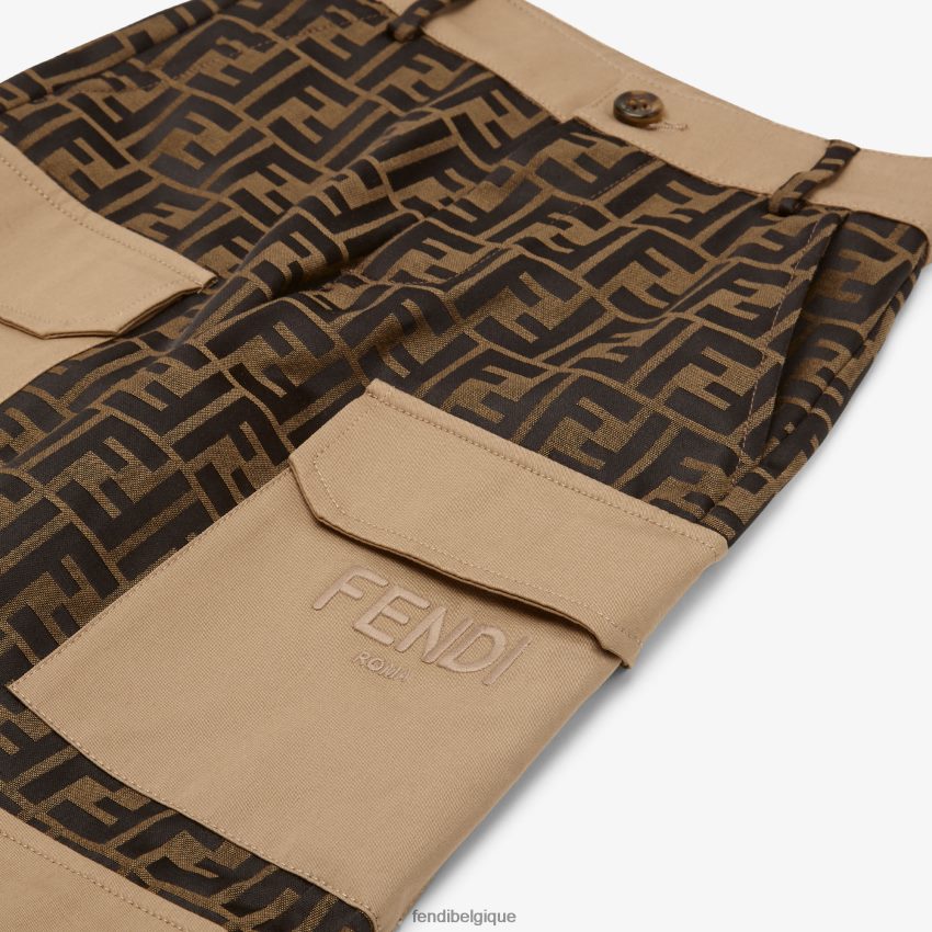 vêtements Fendi pantalon ff en tissu jacquard et gabardine beige enfants 8X8J2J2905 Fendi Sac
