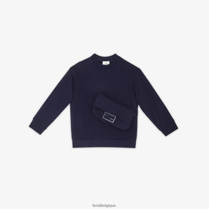 vêtements Fendi sweat marine avec grosse baguette bleu enfants 8X8J2J2888 Fendi Belgique