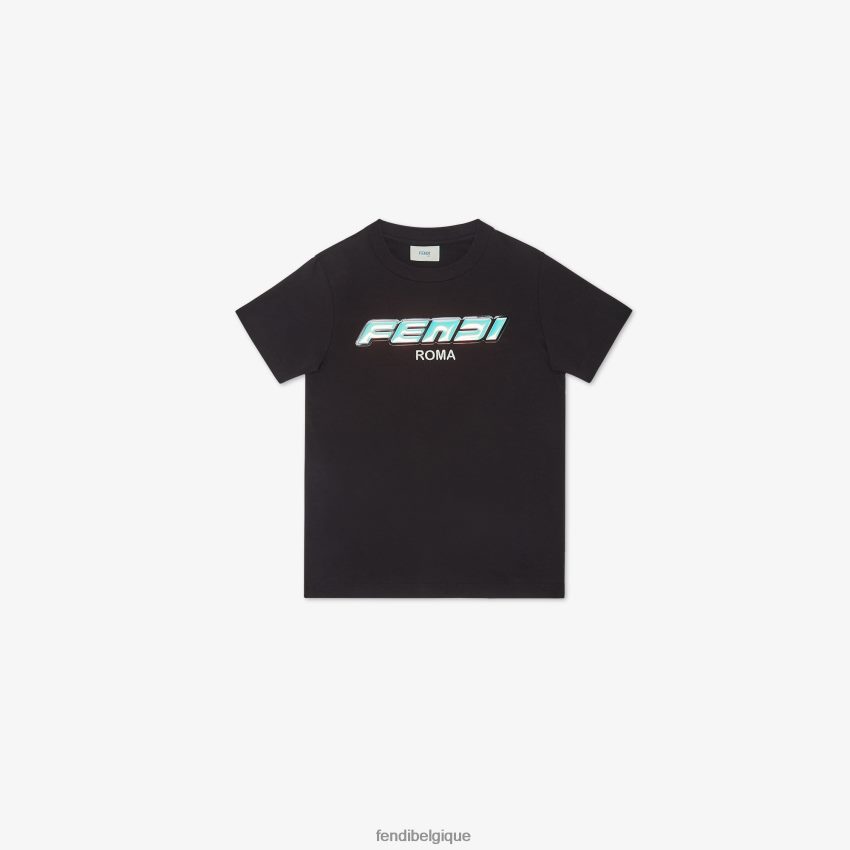 vêtements Fendi t-shirt en jersey avec inscription noir enfants 8X8J2J2883 Fendi Lunette De Soleil