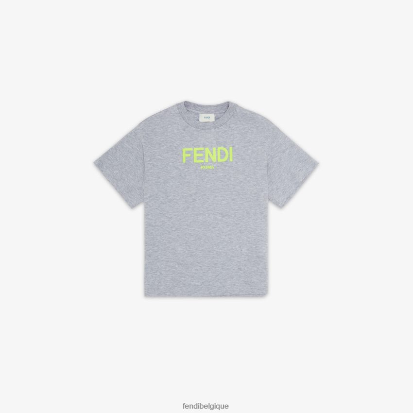 vêtements Fendi t-shirt junior en jersey avec imprimé fluo gris enfants 8X8J2J2873 Fendi Belgique