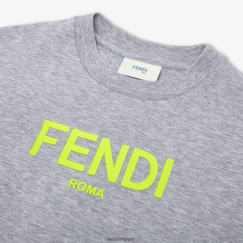 vêtements Fendi t-shirt junior en jersey avec imprimé fluo gris enfants 8X8J2J2873 Fendi Belgique