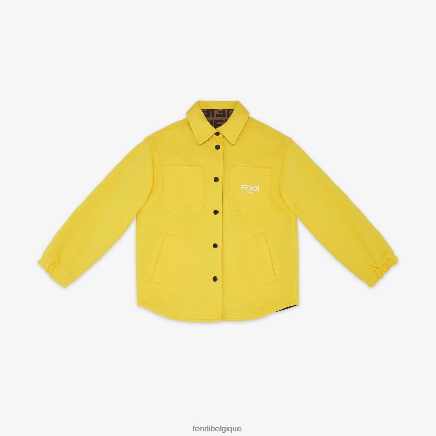 vêtements Fendi veste-chemise réversible en polaire et nylon ff jaune enfants 8X8J2J2908 Fendi Sac