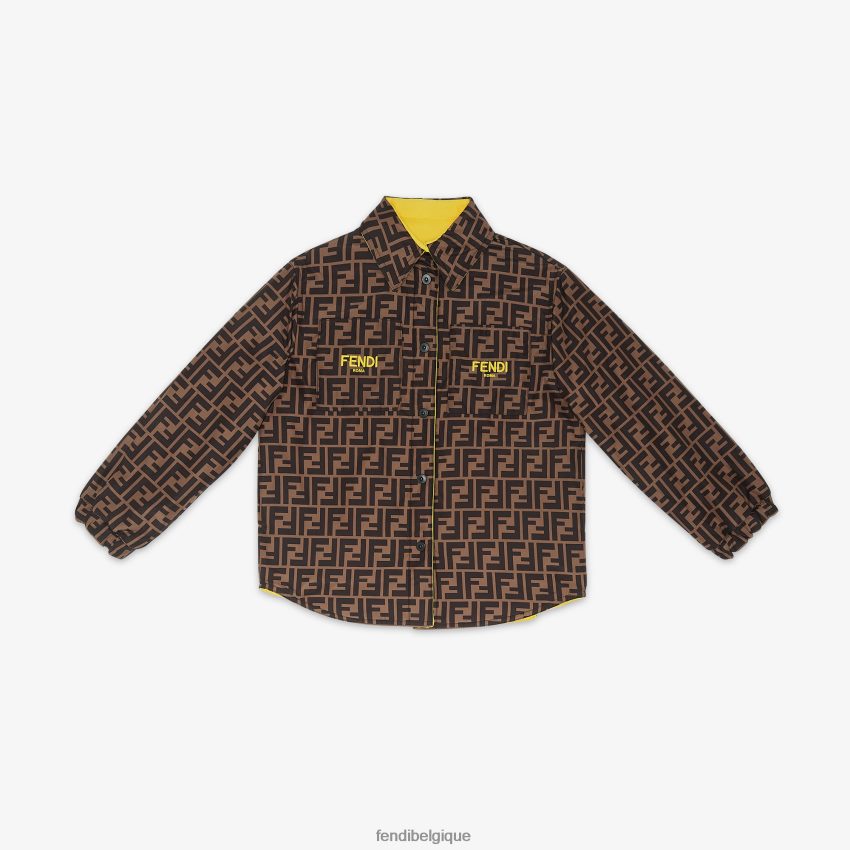 vêtements Fendi veste-chemise réversible en polaire et nylon ff jaune enfants 8X8J2J2908 Fendi Sac