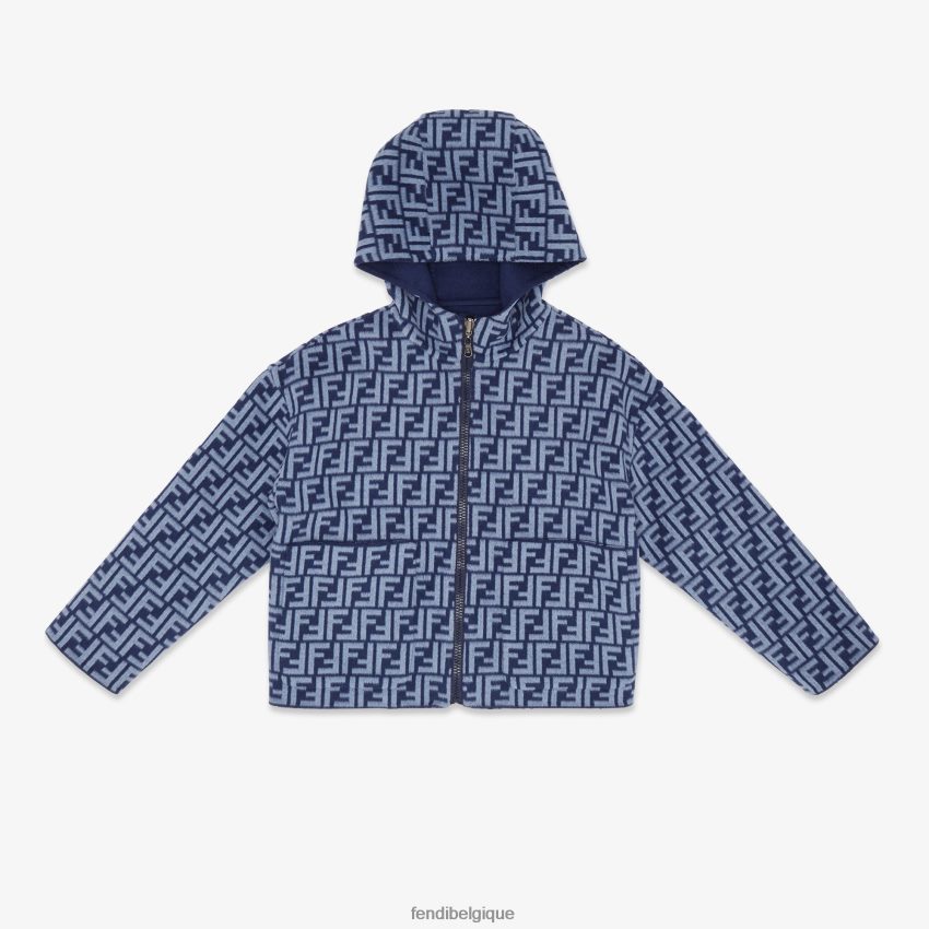vêtements Fendi veste en drap de laine double face avec logo bleu enfants 8X8J2J2851 Fendi Sac