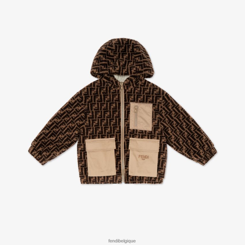 vêtements Fendi veste junior ourson en laine mélangée et gabardine avec logo mode enfants 8X8J2J2959 Fendi Sac