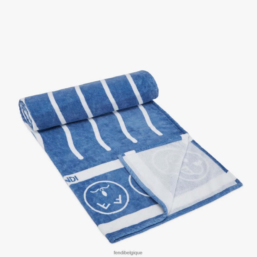 accessoires Fendi serviette de plage en coton bleu femmes 8X8J2J131 Fendi Belgique