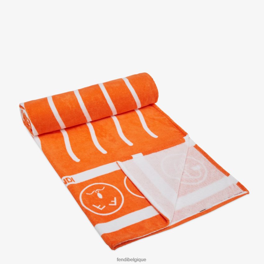 accessoires Fendi serviette de plage en coton orange femmes 8X8J2J119 Fendi Belgique