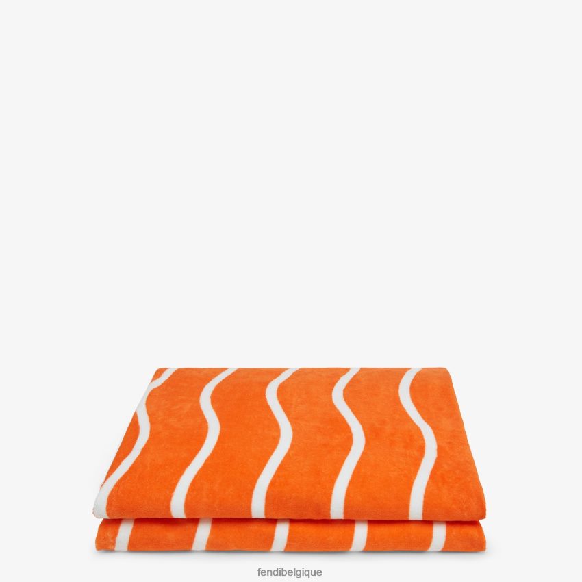 accessoires Fendi serviette de plage en coton orange femmes 8X8J2J119 Fendi Belgique