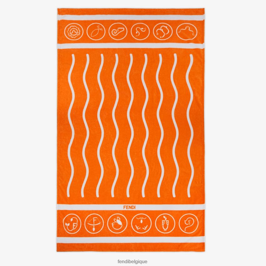 accessoires Fendi serviette de plage en coton orange femmes 8X8J2J119 Fendi Belgique