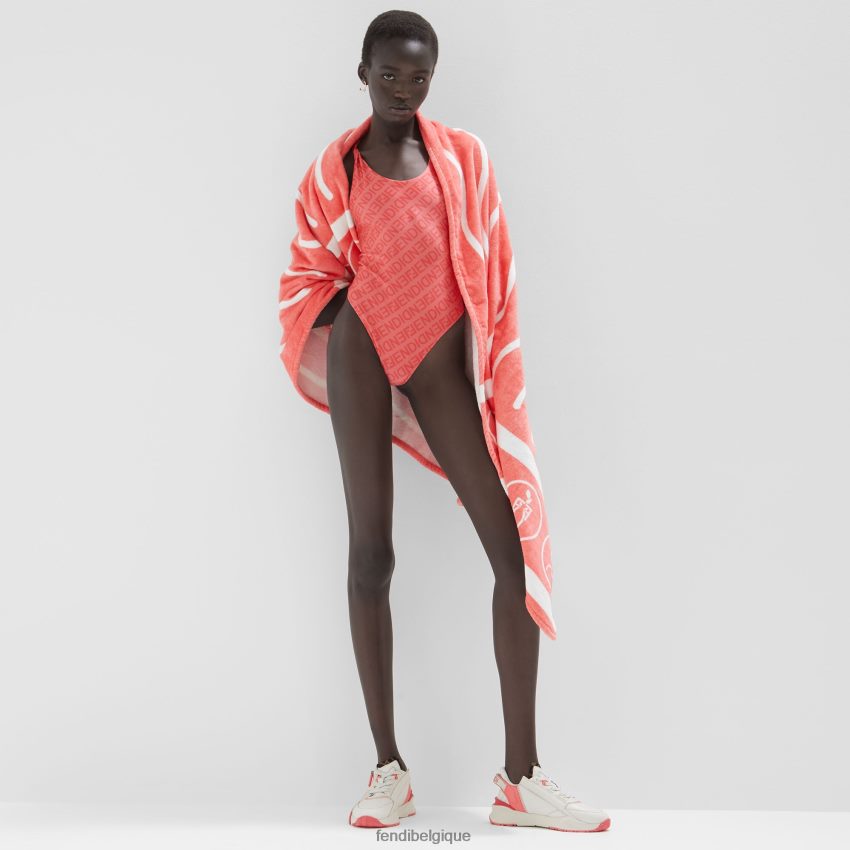 accessoires Fendi serviette de plage en coton rose femmes 8X8J2J116 Fendi Belgique