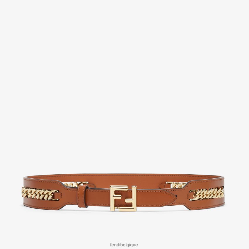 accessoires Fendi ceinture en cuir avec détail chaîne brun femmes 8X8J2J94 Fendi Sac