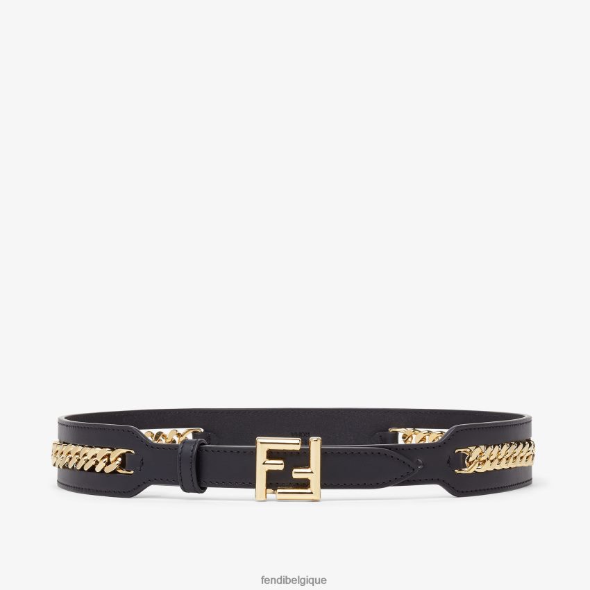 accessoires Fendi ceinture en cuir avec détail chaîne noir femmes 8X8J2J104 Fendi Belgique