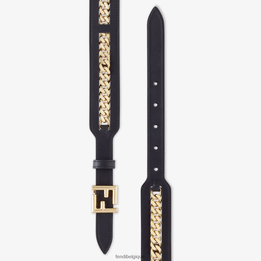 accessoires Fendi ceinture en cuir avec détail chaîne noir femmes 8X8J2J104 Fendi Belgique