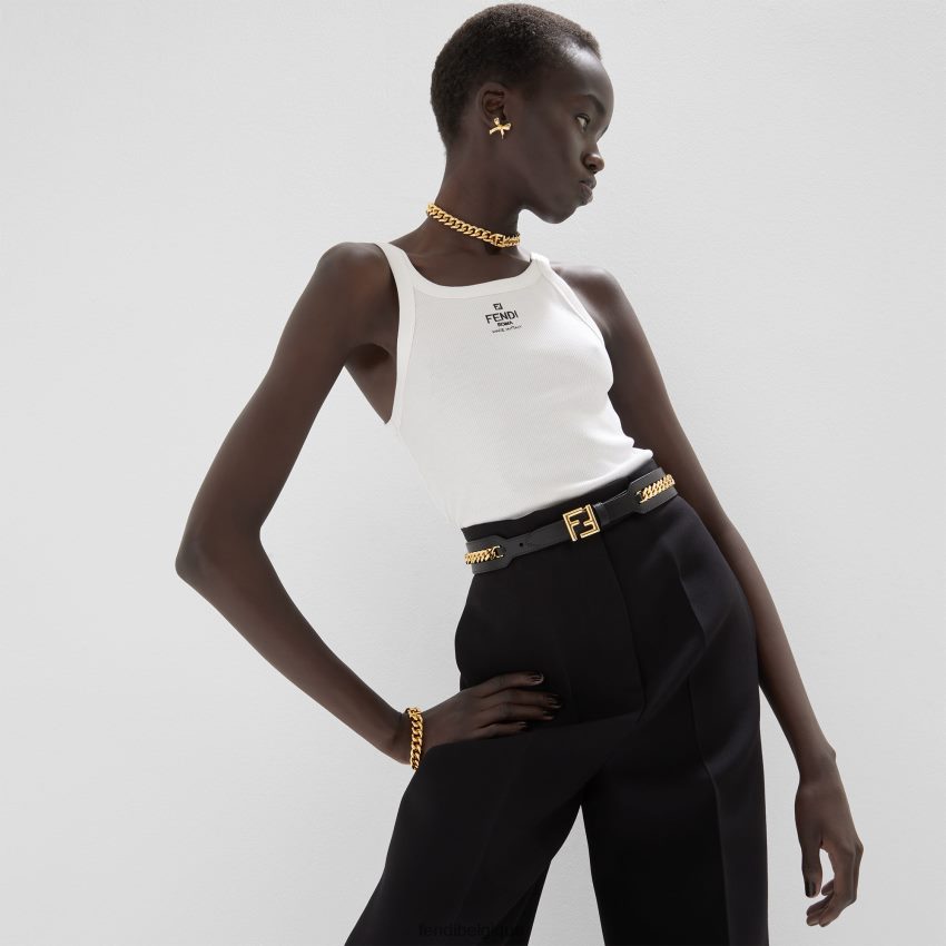 accessoires Fendi ceinture en cuir avec détail chaîne noir femmes 8X8J2J104 Fendi Belgique