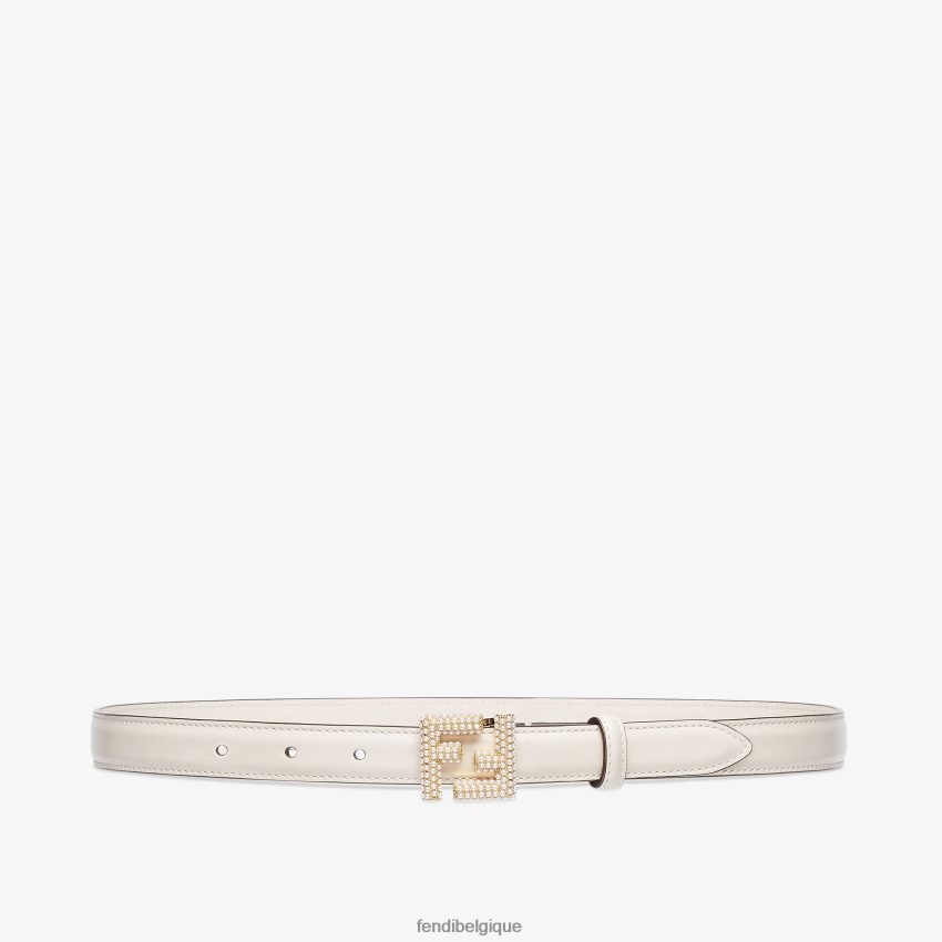accessoires Fendi ceinture en cuir ff blanc femmes 8X8J2J140 Fendi Belgique