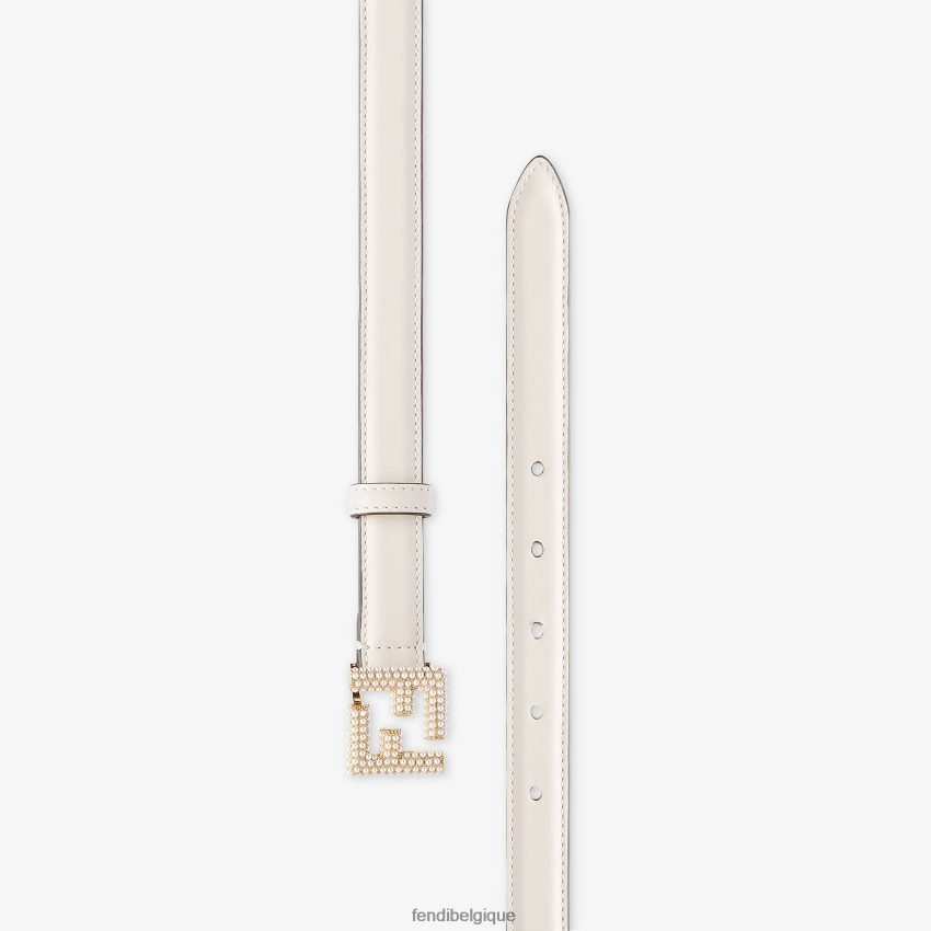 accessoires Fendi ceinture en cuir ff blanc femmes 8X8J2J140 Fendi Belgique