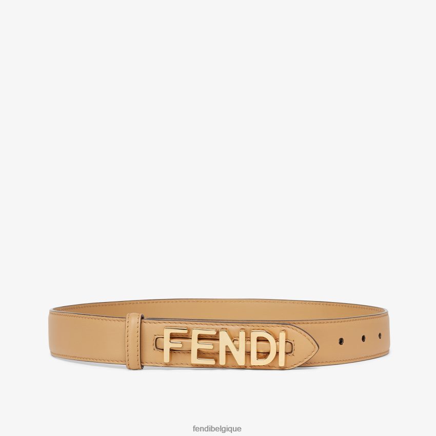 accessoires Fendi ceinture en cuir graphique beige femmes 8X8J2J44 Fendi Belgique