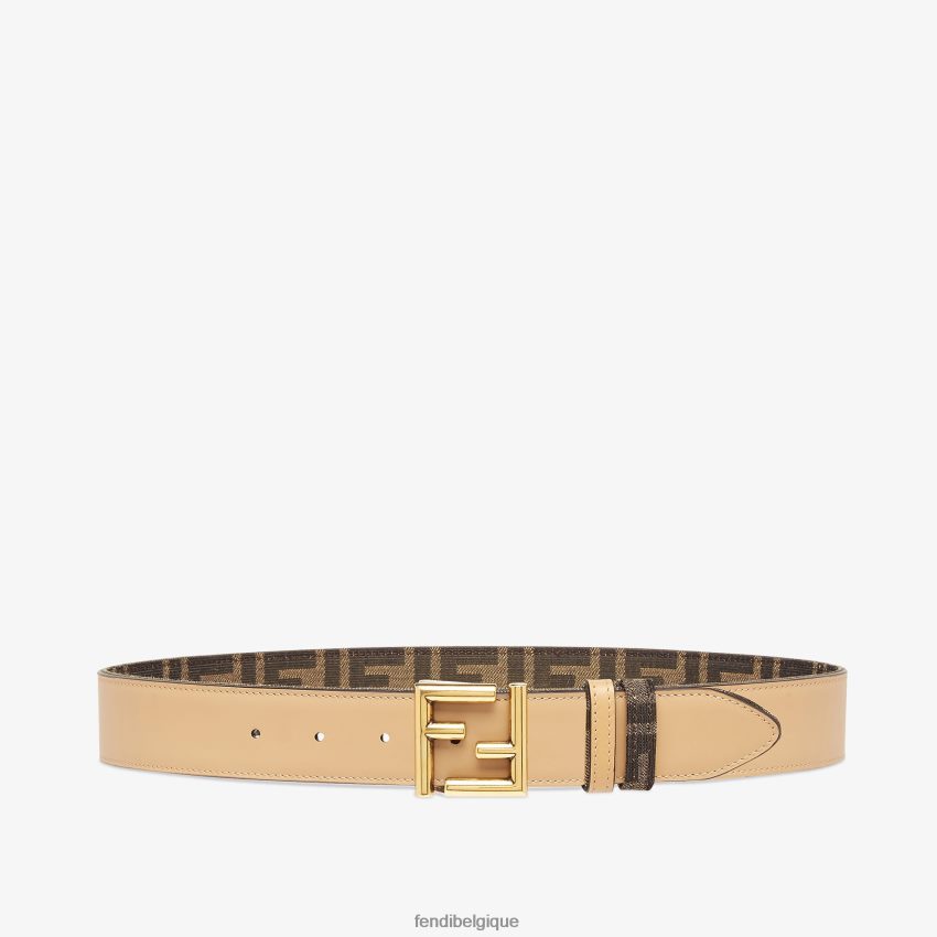 accessoires Fendi ceinture réversible en cuir et tissu ff beige femmes 8X8J2J235 Fendi Sac