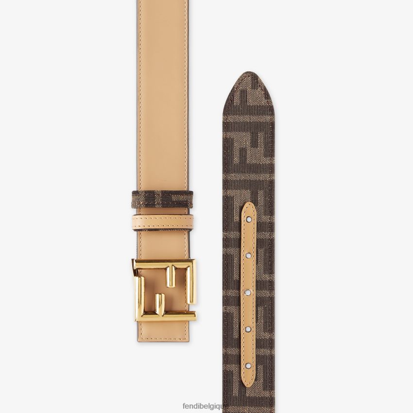 accessoires Fendi ceinture réversible en cuir et tissu ff beige femmes 8X8J2J235 Fendi Sac