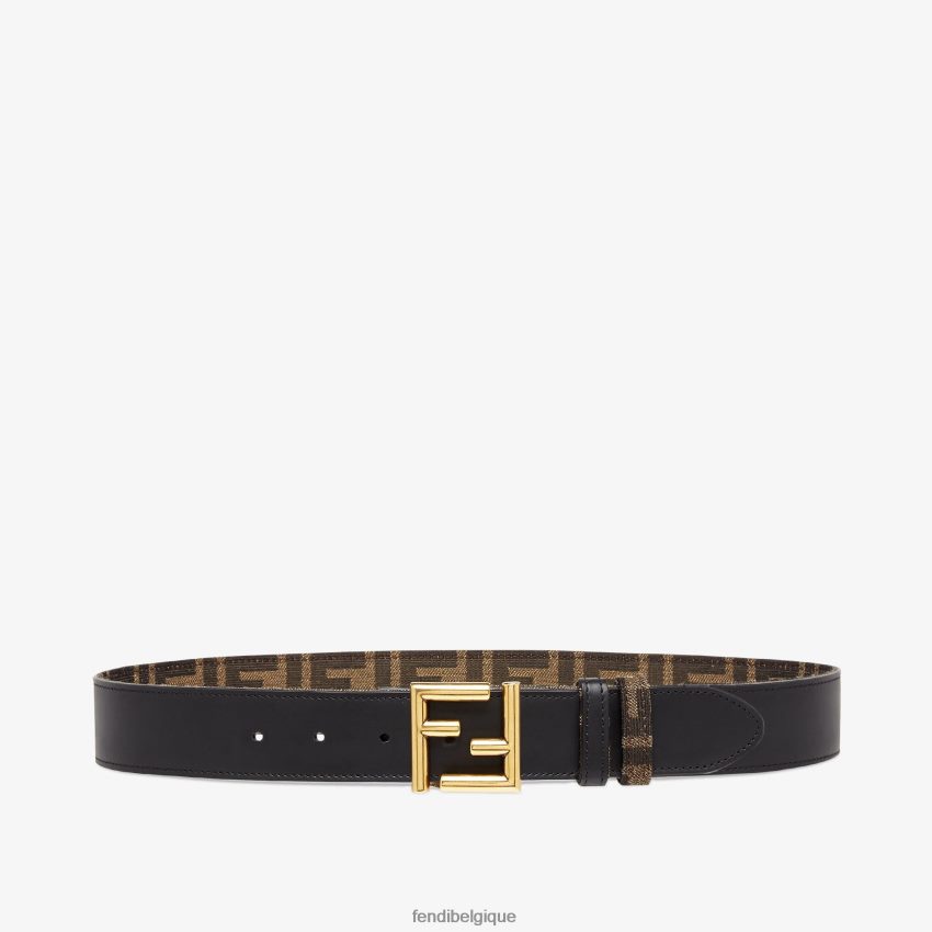accessoires Fendi ceinture réversible en cuir et tissu ff noir femmes 8X8J2J59 Fendi Belgique