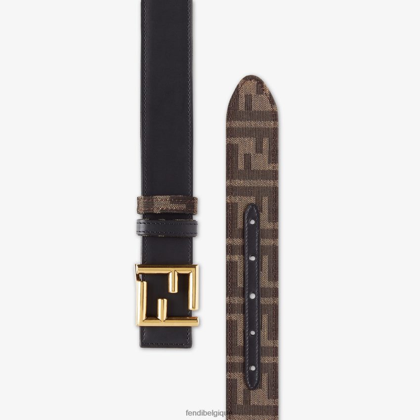 accessoires Fendi ceinture réversible en cuir et tissu ff noir femmes 8X8J2J59 Fendi Belgique