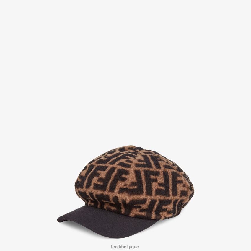 accessoires Fendi casquette de baseball en peau lainée brun femmes 8X8J2J464 Fendi Belgique