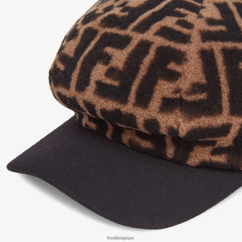 accessoires Fendi casquette de baseball en peau lainée brun femmes 8X8J2J464 Fendi Belgique