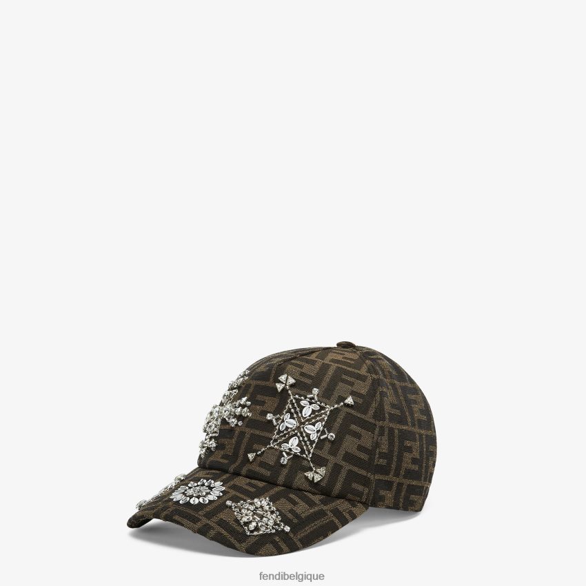 accessoires Fendi casquette de baseball en tissu jacquard ff brun femmes 8X8J2J288 Fendi Lunette De Soleil