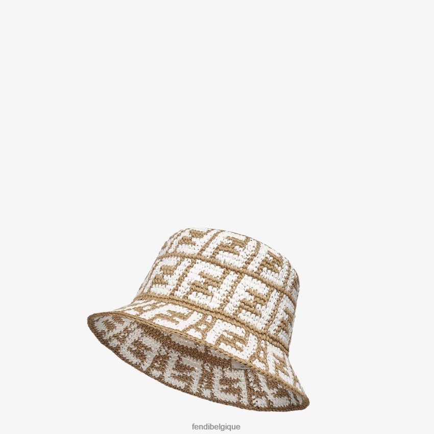accessoires Fendi chapeau bob en raphia beige femmes 8X8J2J196 Fendi Sac