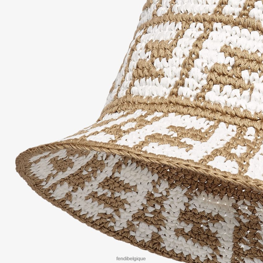 accessoires Fendi chapeau bob en raphia beige femmes 8X8J2J196 Fendi Sac