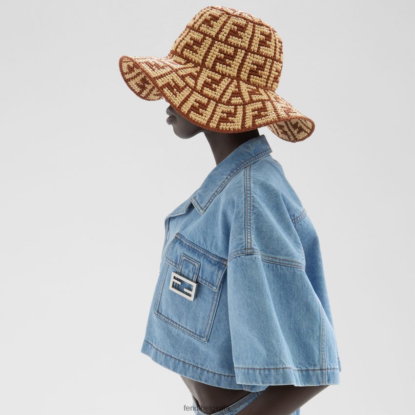 accessoires Fendi chapeau en raphia ff multicolore femmes 8X8J2J86 Fendi Belgique