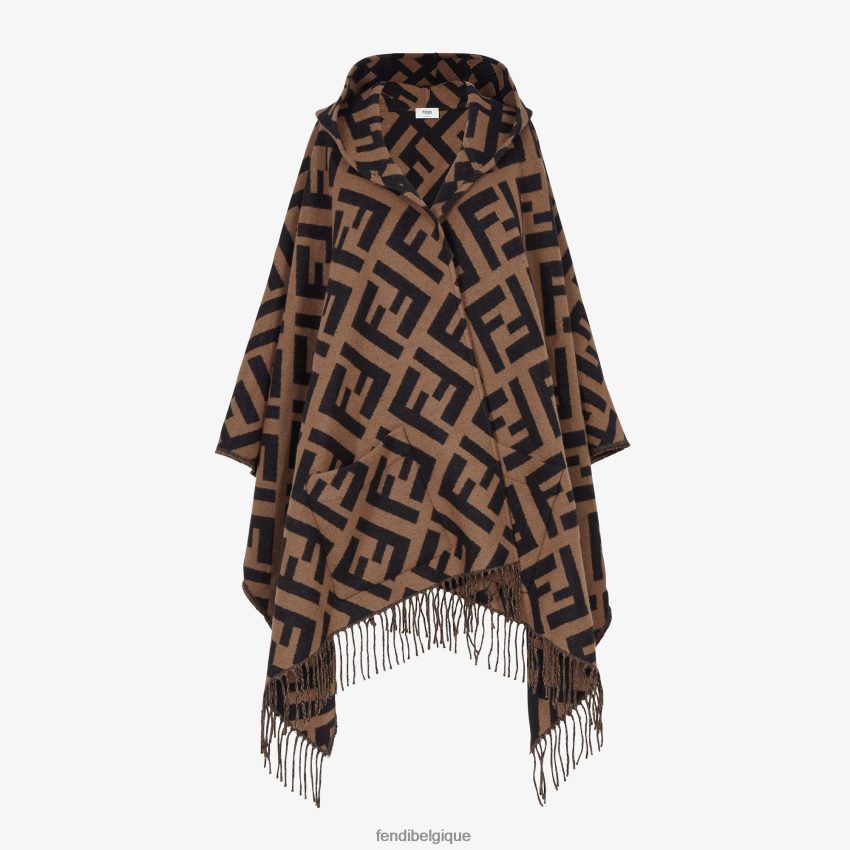 accessoires Fendi poncho en cachemire brun femmes 8X8J2J245 Fendi Belgique