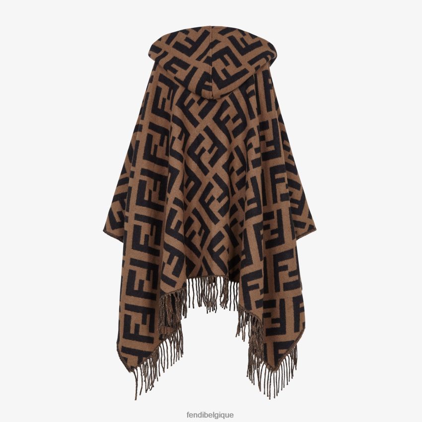 accessoires Fendi poncho en cachemire brun femmes 8X8J2J245 Fendi Belgique