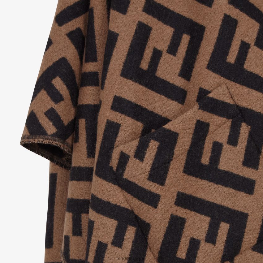 accessoires Fendi poncho en cachemire brun femmes 8X8J2J245 Fendi Belgique